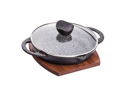 تصویر تابه ووک گریل چدن سایز 24 نالینو مدل Teyam (با درب شیشه)